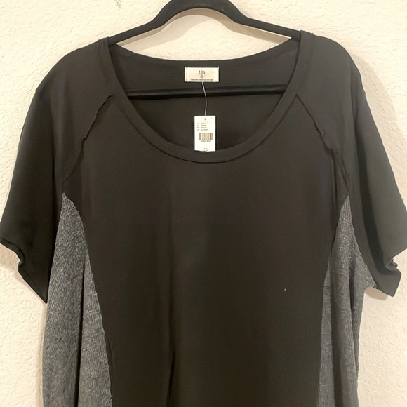 T. La Anthropologie Women’s Tunic 3X Black & Grey Vicky Thermal Waffle Comfy - Picture 4 of 13